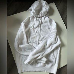 All white Nike club fleece hoodie
